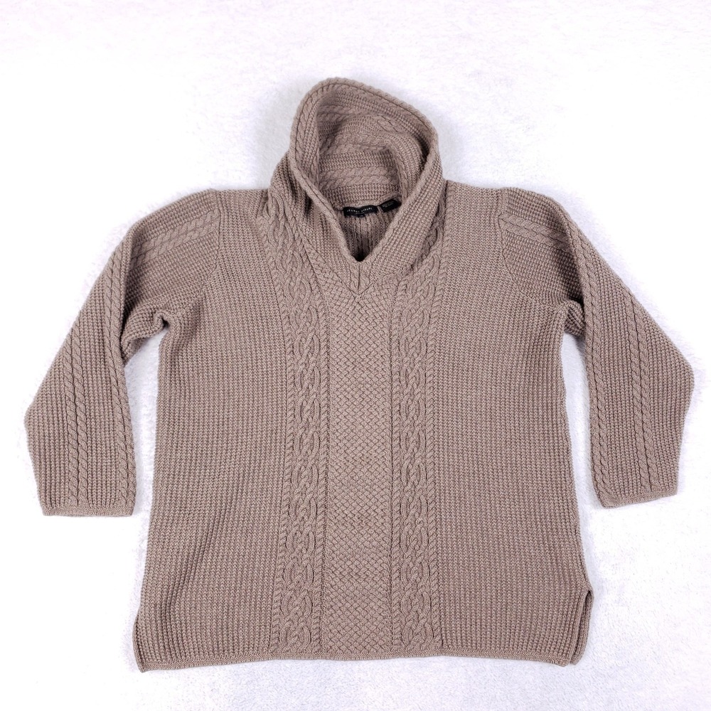 Jeanne Pierre‎ Shawl Collar Cable Knit Sweater 1X Taupe